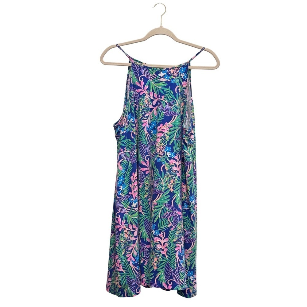 Lilly Pulitzer Margot Swing Mini Dress Tropical Resort Jungle Navy Pink Sz L